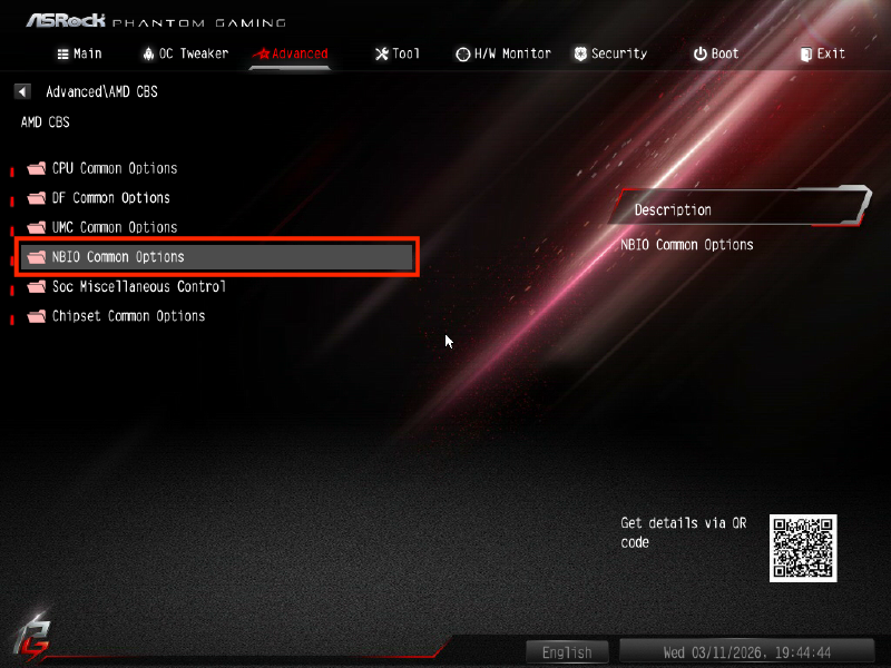 As Rock - B550M Phantom Gaming 4 - Bios > advanced > amd cms > nbio common options
